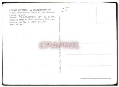 Ronnie Peterson — March-Ford 711 — Flash Edizioni Genova — Verso