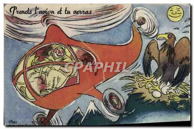 Bilhete postal antigo Aviação Avião Helicóptero Águia