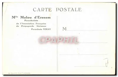 Pani Malou d'Eresem — Skoczka spadochronowa z Francuskiej Stowarzyszenia Propagandy Lotniczej — Wydane przez VINAY — Rewers