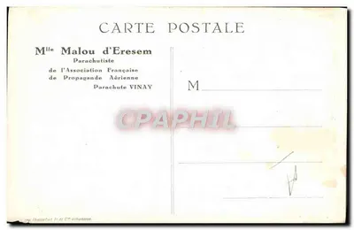 Pani Malou d'Eresem — paraporterka Stowarzyszenia Francuskiego Propagandy Lotniczej — wydana przez VINAY — Rewers