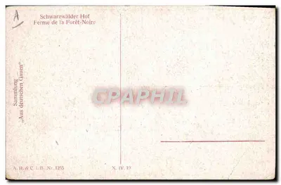 Vintage Postcard/Antike Ansichtskarte Illustrator Farm of the Black Forest — Back