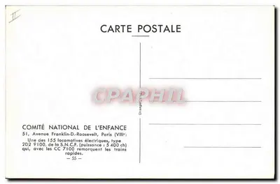 Locomotiva elétrica tipo 2D2 9100 — S.N.C.F. — COMITÉ NATIONAL DE L'ENFANCE — Verso