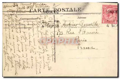 Monoplan Blériot — pilotado pelo tenente de navio Conneau — editor J.H. — Verso