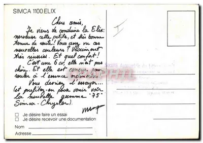 Auto SIMCA 1100 Elixir — Parijs, Frankrijk — Automobielmaatschappij van het Kustgebied — Achterkant