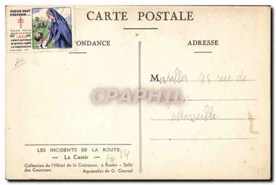 Incidenty na drodze — Le Cassis — Aquarele G. Conrad — Rewers