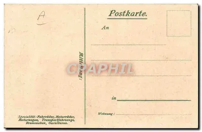 Neckarsulmer Fahrradwerke A.G. — fábrica de bicicletas — editor A. Ges. f. Kunstdruck, Niedersedlitz, Dresden — Verso