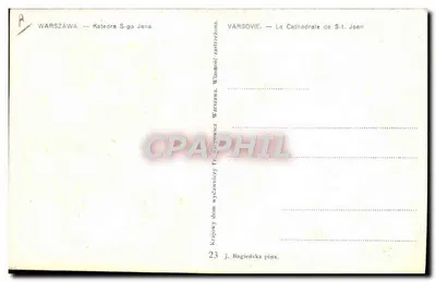 Varsovie — La Cathédrale de S.-t. Jean — J. Bagieńska pinx. — Verso