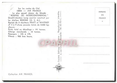 Air France — Boeing 707 Intercontinental — Éditions Rapier — Verso