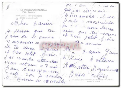Avião Air France Boeing 707 — Jet Intercontinental — Edições de Arte 'YVON' — Verso