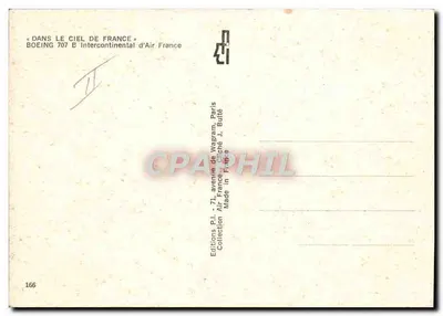 Air France Boeing 707 Intercontinental — Éditions P.I. — n°166 — Verso