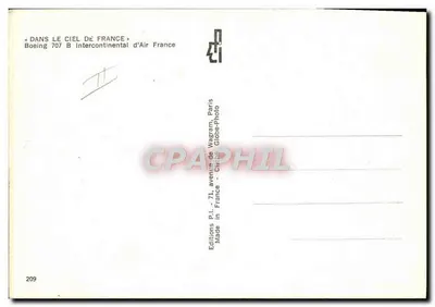 Boeing 707 Intercontinental da Air France — Éditions P.I. — 209 — Verso