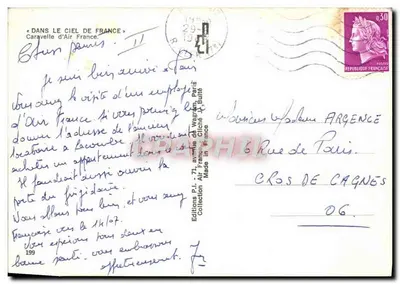 Avião Air France Caravelle — No céu da França — Éditions Air France — Verso
