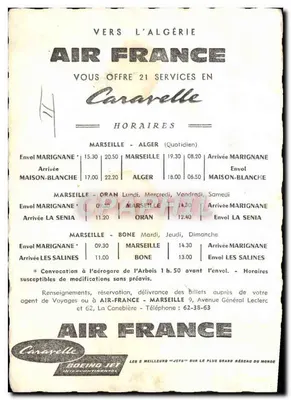 Avión Air France sobre Marsella — publicidad Air France hacia Argelia — Reverso
