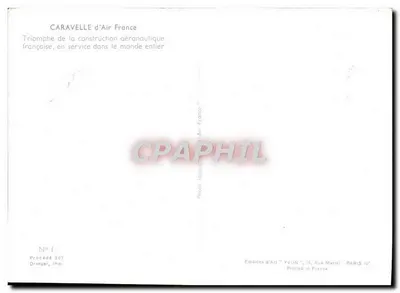 Caravelle van Air France — Triomf van de Franse luchtvaartconstructie, in dienst over de hele wereld — Éditions d'Art YVON, Parijs — Achterkant