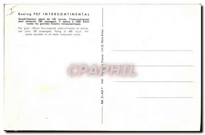 Air France Boeing 707 Intercontinental — Boeing 707 Intercontinental — I.V.Q. Paris-Evian — Verso