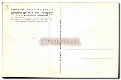 Air France Boeing 707 Intercontinental — avion en vol au-dessus des nuages — Imp. France - Réf. 21.455/P — Verso