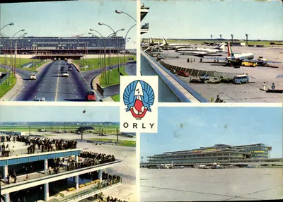 Aéroport de Paris-Orly — vue panoramique avec terminal, pistes et terrasses — Éditions P. L. à Paris