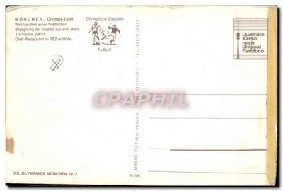 Aéroport de Munich-Riem — XXe Olympiade 1972 — éditeur Alfred Ziethen Verlag, n° M 190 — Verso