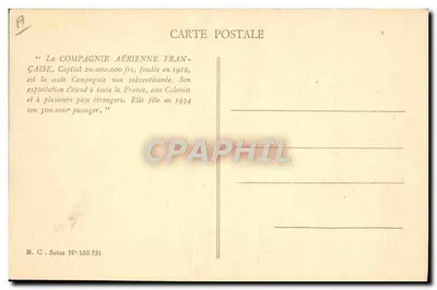 Aeroporto do BOURGET — Base da Compagnie Aérienne Française — Cliché da Compagnie Aérienne Française — Verso