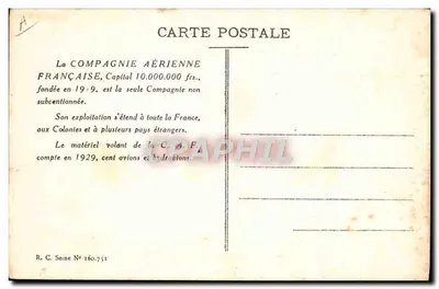 Aeroporto do BOURGET — Base da Compagnie Aérienne Française — Cliché da Compagnie Aérienne Française — Verso