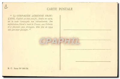 Aeroport w BOURGET — Bazę Compagnie Aérienne Française — R.C. Seine N° 160.751 — Rewers