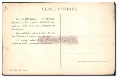 Aeroporto de Bourgoin — Base da Compagnie Aérienne Française — Cliché da Compagnie Aérienne Française — Verso