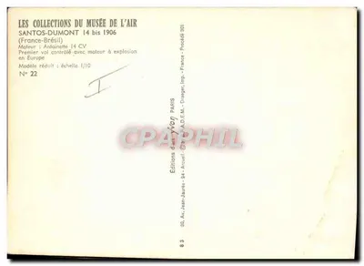 Santos-Dumont 14 — modelo reduzido 1/10 — Edições Yvon — Verso