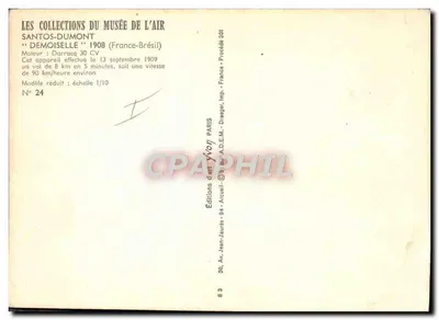 Santos-Dumont "Demoiselle" 1908 — modelo reduzido 1/10 — Éditions d'Art Jean-Jaurès — Verso