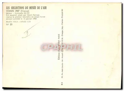 Aeroplano Farman N°1 — modello ridotto — Edizioni d'Arte Yvon, n°23 — Verso