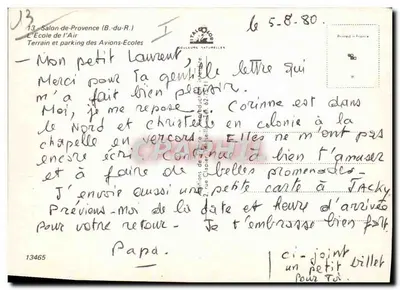 Aviões da Escola do Ar — Salon de Provence (B.-du-R.) — Editor Italo-Graphique — Verso