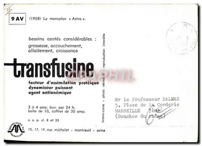 Monoplan Astra — (1908) — Laboratórios Hocquemare — Verso