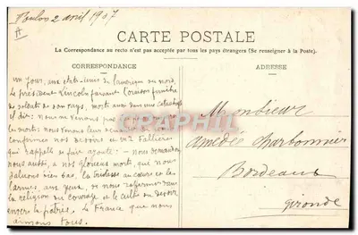 L'ÉNA durante a Explosão — 12 Março 1907 — editor: Rouvillain — Verso