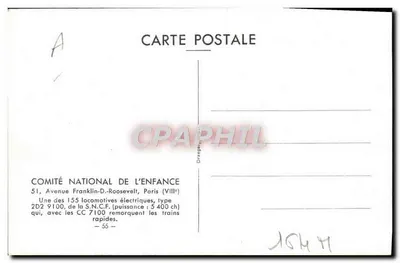 Locomotiva elétrica 2D2 9100 — S.N.C.F. — COMITÉ NATIONAL DE L'ENFANCE — Verso
