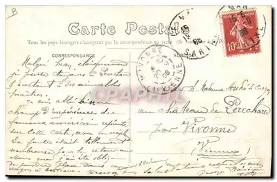 अमेरिकी विमान चालक विलबर वाइट के विमान 1908 में उड़ान भरते समय — एवूर्स कैम्प, ले मांस के पास — फोटो और एडिटर जे. बूवेरेट, ले मांस — पीछे