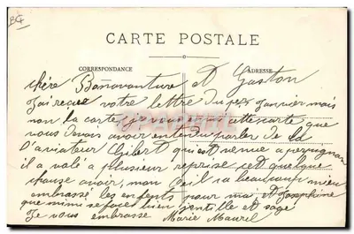 O Aviador GIBERT tira seu BLÉRIOT do Hangar — Fototipia Pons, Chêne Amillau, A.P.C. — Verso