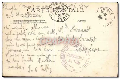 KUHLLING em monoplan Blériot — especificações técnicas — carta postal — Verso