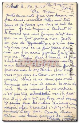 Bilhete postal antigo Avião Aviação Auvergne Aulnat Escola de aviação Os hangares — Verso