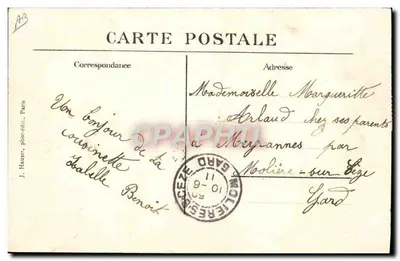 Monoplan Blériot pilotado por Jane Herveu — n° 1527 — J. Hauser, fot.-edit., Paris — Verso
