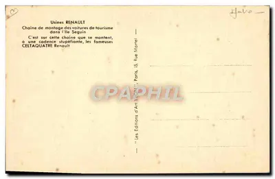 Fabrieken RENAULT — Montageband voor toeristische auto's — Éditions d'Art Wonn — Achterkant