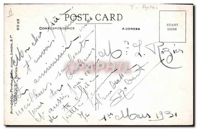 Donna al volante di una macchina rossa — Donald Gill — serie 6743 — Verso
