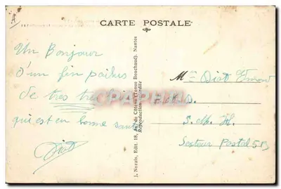 Para w samochodzie — humorystyczna scena — J. Nozais, Édit. 18, Nantes — Rewers