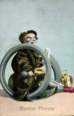 Kind in Uniform und Brille — Frohe Neujahr — Carte Victorine