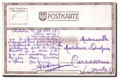 Homem barbudo fumando um cachimbo — Pfläzzer Winzer II — Gustav Ernst — Verso