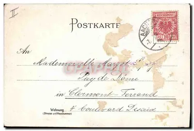 Antieke ansichtkaart Illustrateur Aachen — Achterkant