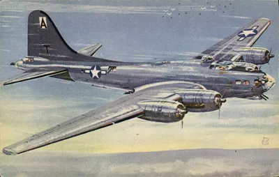 Aeroplano da guerra americano — B-17 Flying Fortress — disegno di L. Petit