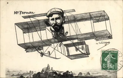 Sr. Farman — aviador e seu biplano — editor de Labiringue, n°3