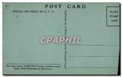 Bilhete postal antigo Avião Aviação Força Aérea Francesa nos EUA — Verso