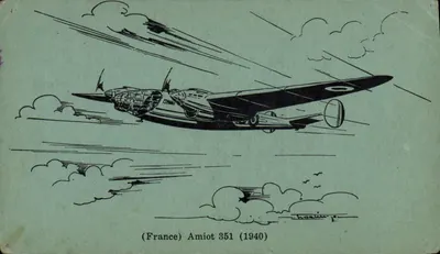 Cartolina d'epoca Aviazione Aeronautica Francese Amiot 351 1940