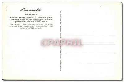Air France Caravelle — Primeiro meio-curta de reação pura — Foto Bulté (Air France) - Ref. 21383 — Verso