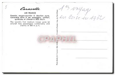 Air France Caravelle — Primeiro meio-curta de reação pura — Foto Bullié (Air France) - Ref. 21383 — Verso